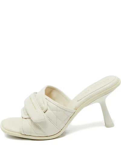 Pre-owned Dior Quilted Leather Heeled Slides In Neutral