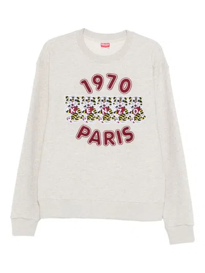Kenzo Paris Graphic Crew-neck Sweatshirt In Neutral