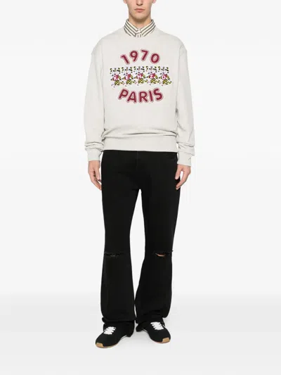 Kenzo Paris Graphic Crew-neck Sweatshirt In Neutral