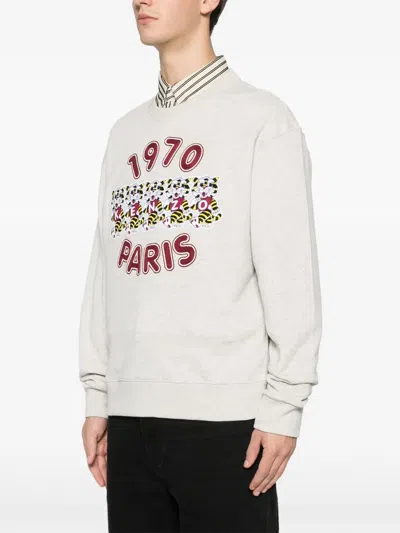 Kenzo Paris Graphic Crew-neck Sweatshirt In Neutral