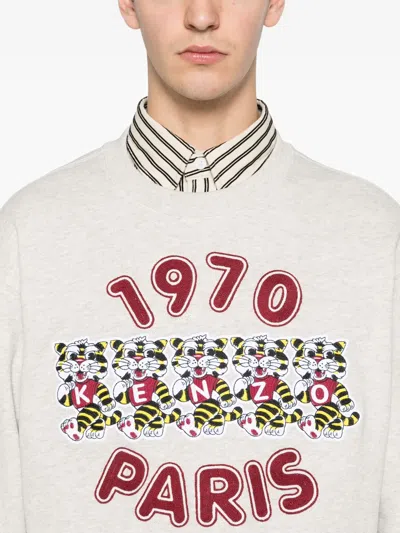 Kenzo Paris Graphic Crew-neck Sweatshirt In Neutral