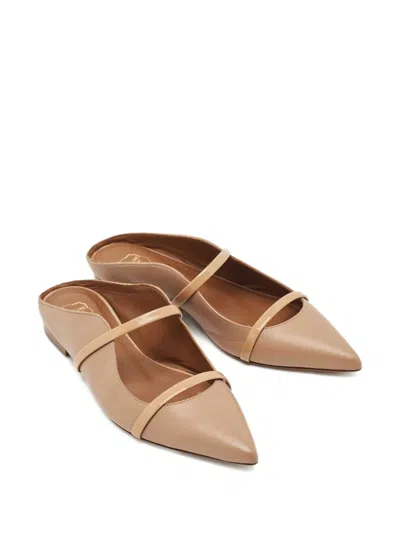 Pre-owned Malone Souliers Maureen Pointed-toe Leather Mules In Neutral