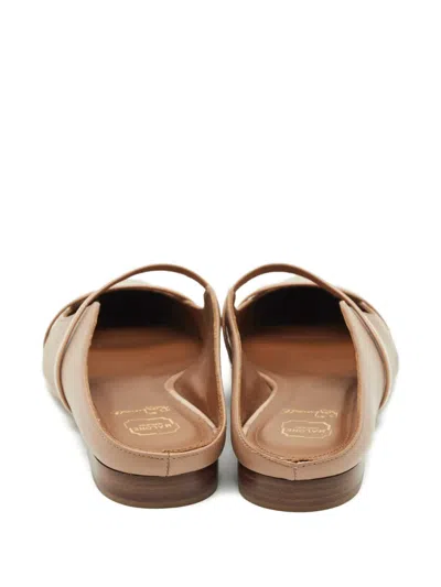 Pre-owned Malone Souliers Maureen Pointed-toe Leather Mules In Neutral