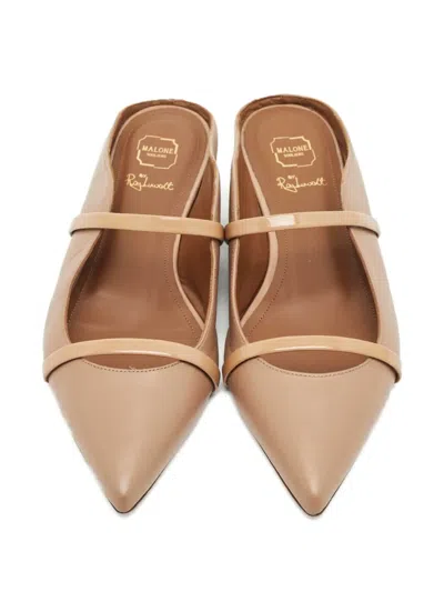 Pre-owned Malone Souliers Maureen Pointed-toe Leather Mules In Neutral