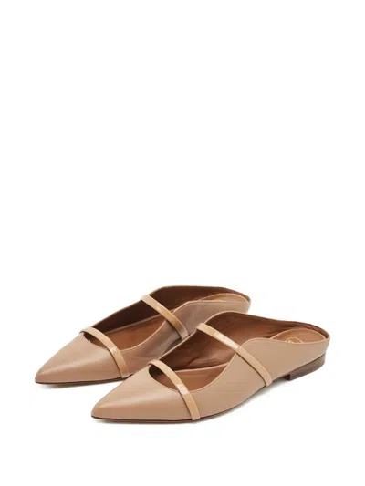 Pre-owned Malone Souliers Maureen Pointed-toe Leather Mules In Neutral