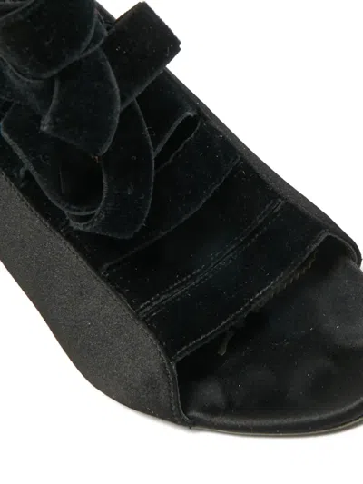 Pre-owned Tom Ford 110mm Satin Open-toe Booties In Black