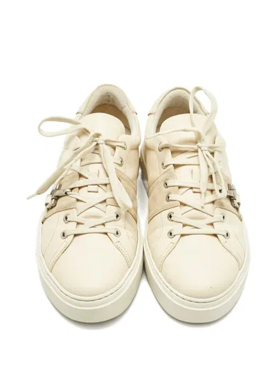 Pre-owned Ferragamo Sultan Suede-panel Sneakers In Neutral