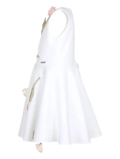 Jessie And James Floral Appliqué Dress In White