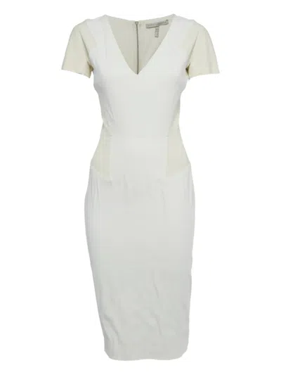Pre-owned Victoria Beckham Short-sleeve Midi Dress In White