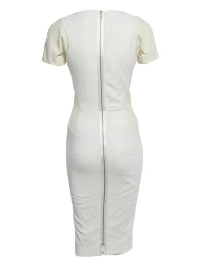 Pre-owned Victoria Beckham Short-sleeve Midi Dress In White