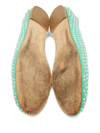 Pre-owned Giuseppe Zanotti Euede Crystal-embellished Ballet Flats In Green