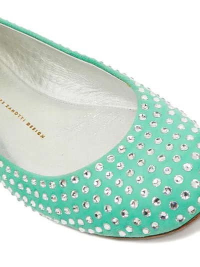 Pre-owned Giuseppe Zanotti Euede Crystal-embellished Ballet Flats In Green