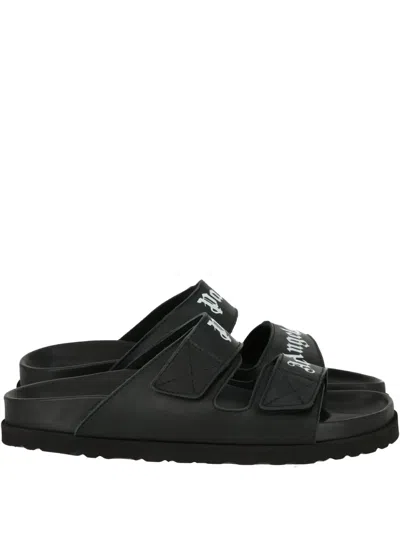 Palm Angels Logo-strap Sandals In Black