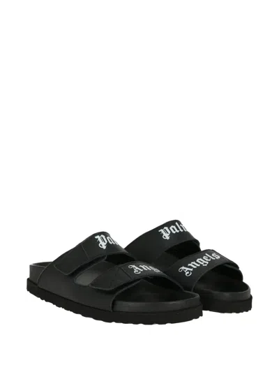Palm Angels Logo-strap Sandals In Black