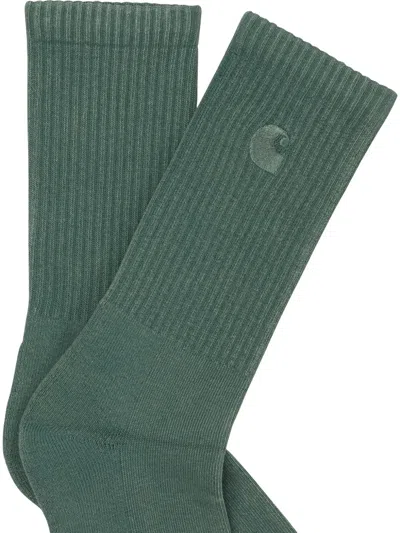 Carhartt Hudson Ribbed Logo Socks In Green