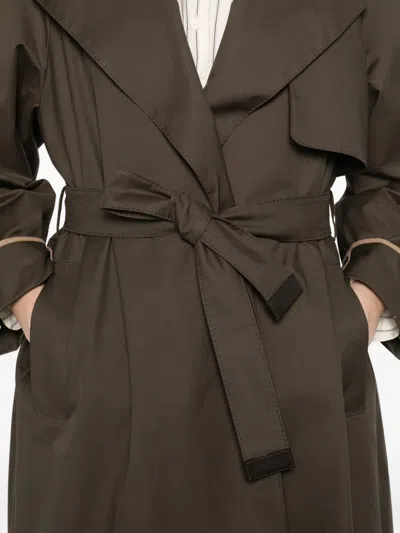 Max Mara Collared Trench Coat In Green