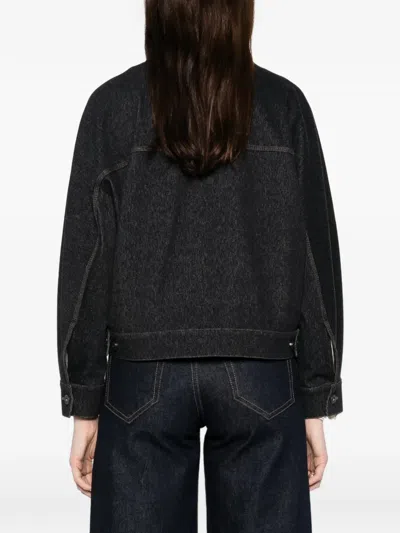 Max Mara Oversized Cropped Denim-effect T-shirt Jacket In Black