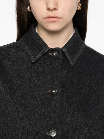 Max Mara Oversized Cropped Denim-effect T-shirt Jacket In Black