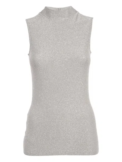 Pre-owned Reiss Knit High-neck Top In Silver