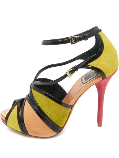 Pre-owned Dior Peep-toe Heeled Sandals In Green