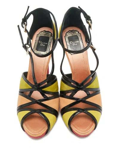 Pre-owned Dior Peep-toe Heeled Sandals In Green