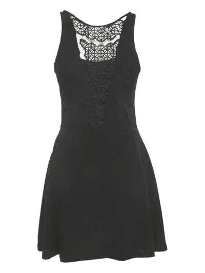 Pre-owned Sandro Lace-inserts Dress In Black