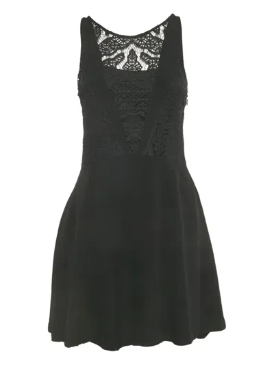 Pre-owned Sandro Lace-inserts Dress In Black