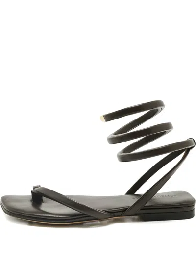 Pre-owned Bottega Veneta Spiral-strap Leather Sandals In Brown