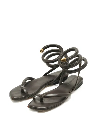 Pre-owned Bottega Veneta Spiral-strap Leather Sandals In Brown