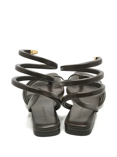Pre-owned Bottega Veneta Spiral-strap Leather Sandals In Brown