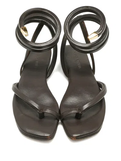 Pre-owned Bottega Veneta Spiral-strap Leather Sandals In Brown