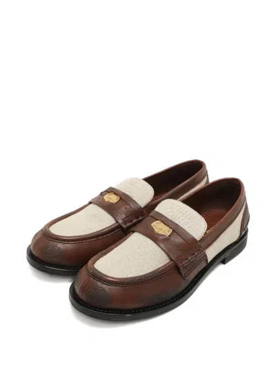 Pre-owned Miu Miu Penny-strap Loafers In Brown
