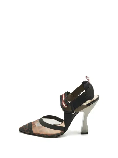 Pre-owned Fendi Colibri Canvas Pointed-toe Pumps In Black