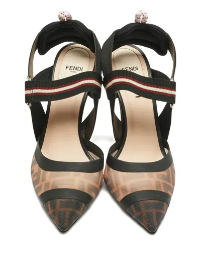Pre-owned Fendi Colibri Canvas Pointed-toe Pumps In Black