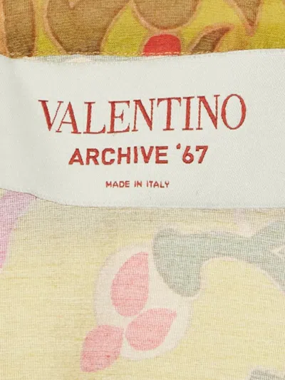 Pre-owned Valentino V-neck Printed Midi Dress In Yellow