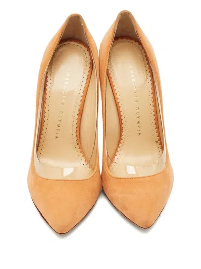 Pre-owned Charlotte Olympia Pointed-toe Suede Pump In Brown