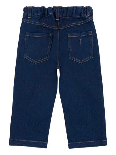 Trussardi Junior Elasticated Denim Trousers In Blue