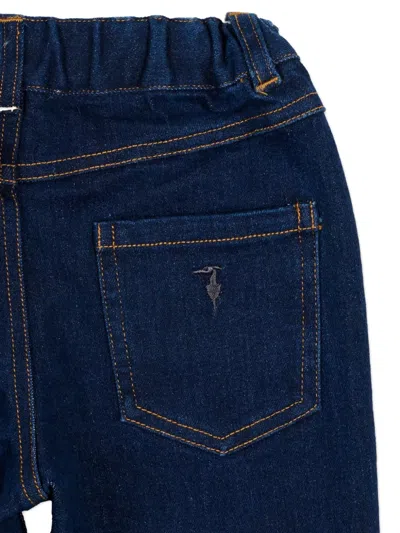 Trussardi Junior Elasticated Denim Trousers In Blue