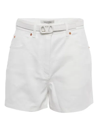 Pre-owned Valentino Belted Five-pockets Shorts In White