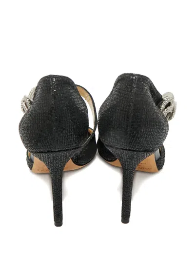 Pre-owned Jimmy Choo Glitter Peep-toe Pumps In Black