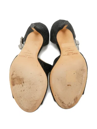 Pre-owned Jimmy Choo Glitter Peep-toe Pumps In Black