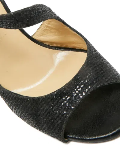 Pre-owned Jimmy Choo Glitter Peep-toe Pumps In Black