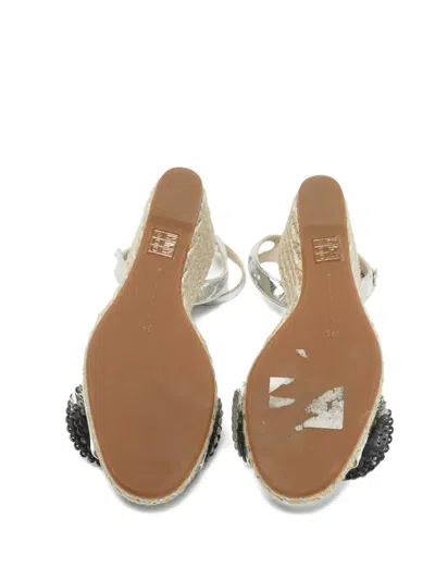 Pre-owned Sophia Webster Ruffled Espadrille Sandals In Silver