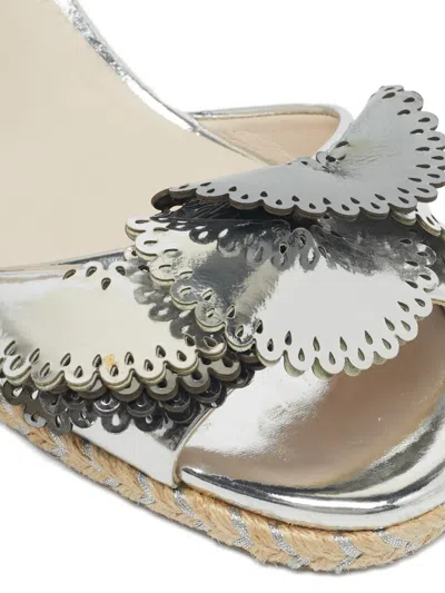 Pre-owned Sophia Webster Ruffled Espadrille Sandals In Silver