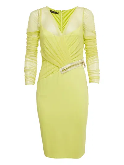 Pre-owned Versace Zip-detail Dress In Yellow