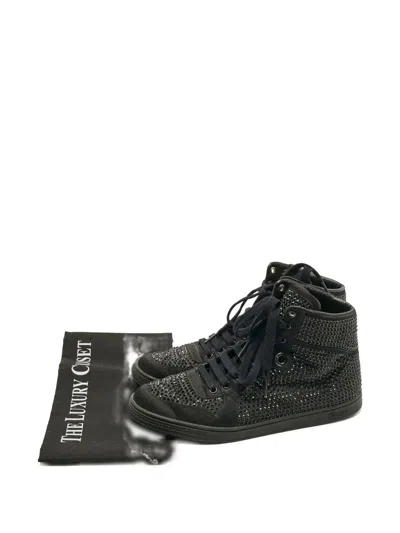 Pre-owned Gucci Coda Crystal Embellished High-top Sneakers In Black