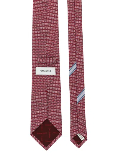 Ferragamo Red Gancini Print Tie In Red