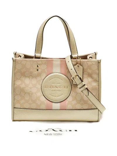 Pre-owned Coach Dempsey 30 Tote Bag In Neutral