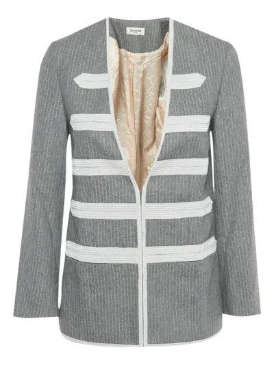 Pre-owned Zadig & Voltaire Pinstripe Wool Jacket In Gray