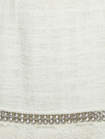 Pre-owned Dolce & Gabbana Lace-panel Crystal Mini Skirt In White